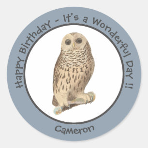 Sticker Rond Chouette barrée - Anniversaire ou autre événement 