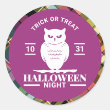 Chouette blanche Halloween nuit colorée Plaid