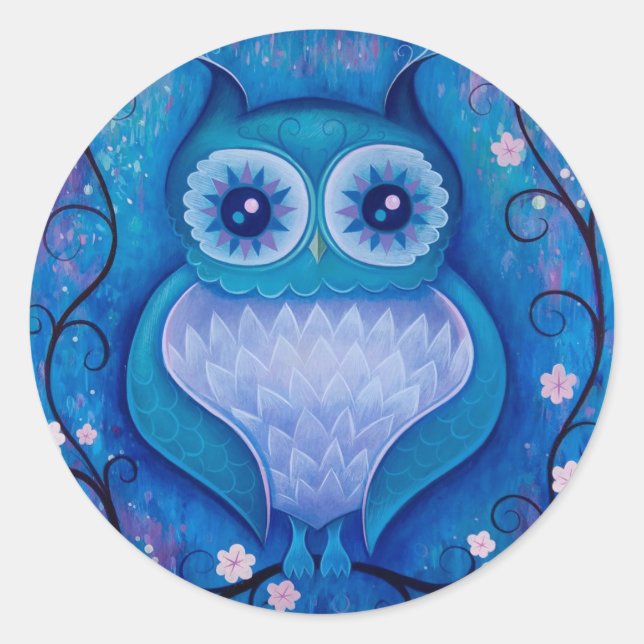 Sticker Rond chouette bleue (Devant)