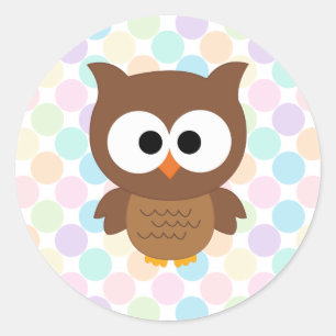 Sticker Rond Chouette Brown aux gros yeux