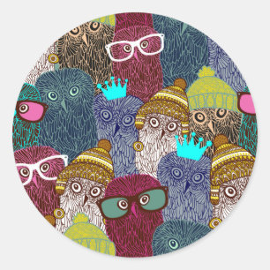 Sticker Rond Chouette dans la couronne