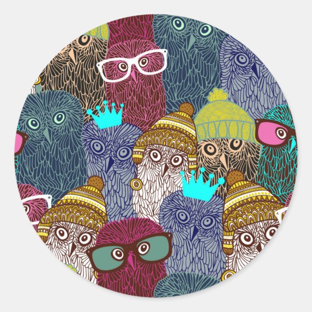 Sticker Rond Chouette dans la couronne (Devant)