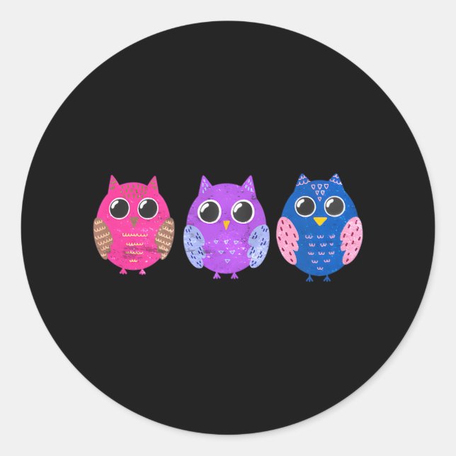 Sticker Rond Chouette de la fierté bisexuelle Bi LGBTQ (Devant)