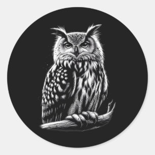 Sticker Rond Chouette De Minuit, Observateur Silencieux Des Yeu