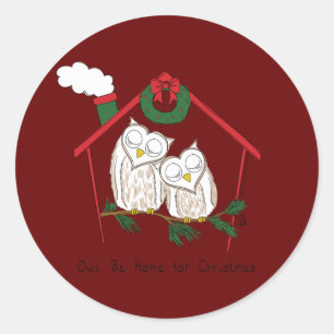 Sticker Rond Chouette de Noël Be Accueil mignonne