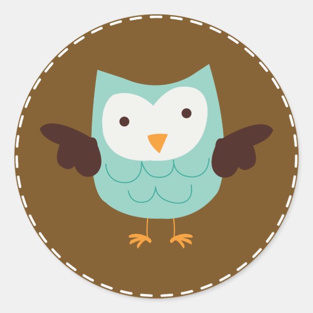 Sticker Rond Chouette de printemps {aqua} (Devant)