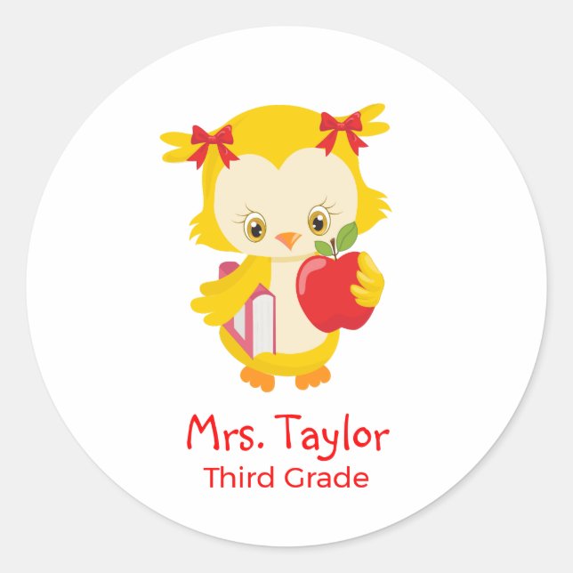 Sticker Rond Chouette mignonne pour professeur (Devant)