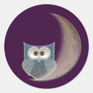 Sticker Rond Chouette sur la Lune