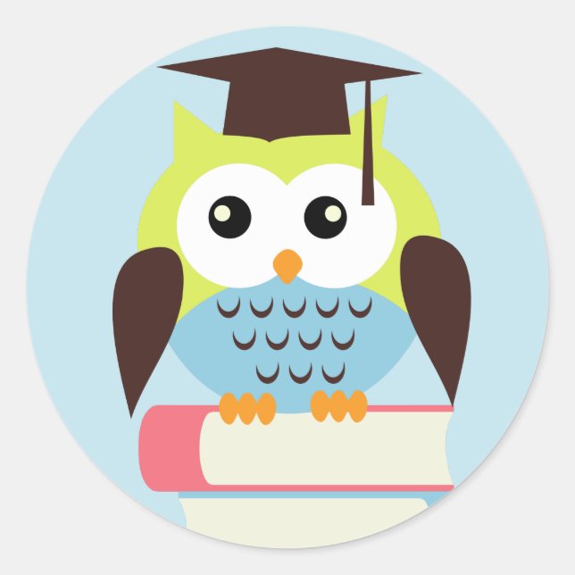 Sticker Rond Chouette verte/bleue (Devant)