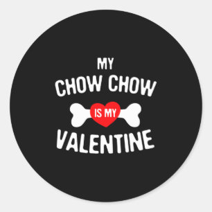 Sticker Rond Chow Chow est mon Chow Chow de la Saint-Valentin