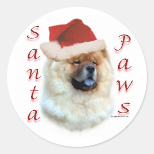 Sticker Rond Chow Chow Père Noël Paws