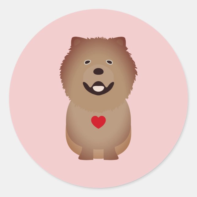 Sticker Rond Chow Chow Saint-Valentin, Saint-Valentin (Devant)