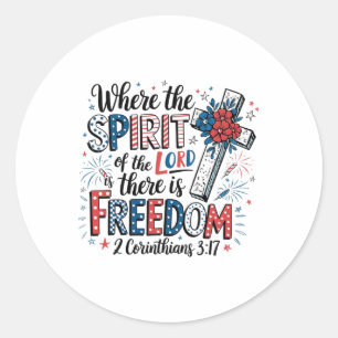 Sticker Rond Chrétien 4 juillet Patriotique Religieux Bible Ve