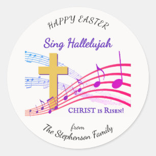 Sticker Rond Chrétien ALLÉLUIA LE CHRIST EST RESSUSCITÉ Pâques