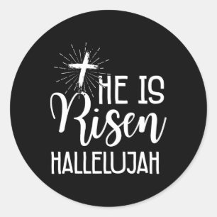 Sticker Rond Chrétiens de Pâques Jésus Il Est Ressuscité Hallel