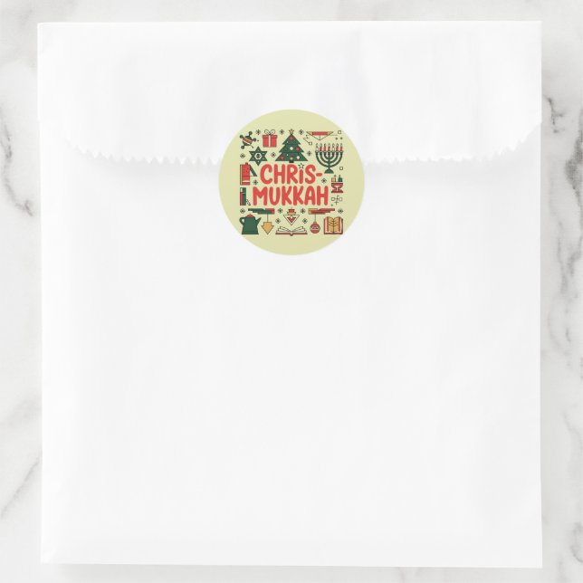Sticker Rond Chrismukkah Hanoukka Noël Juif Religieux (Sac)