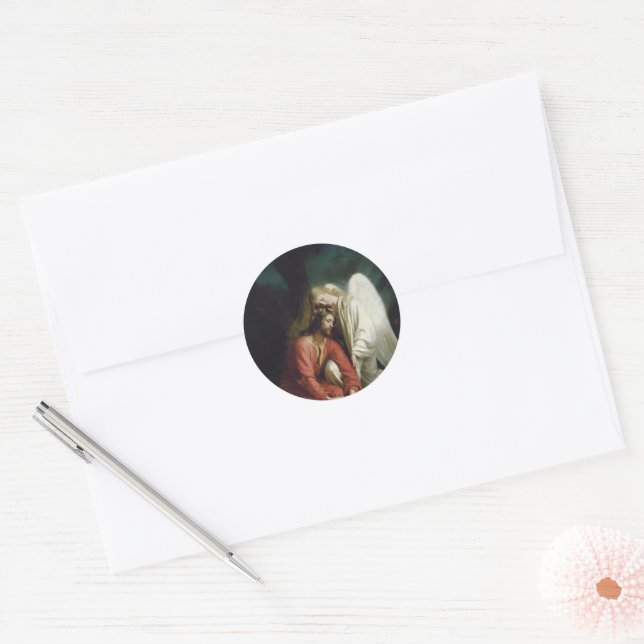 Sticker Rond Christ à Gethsémani par Carl Bloch, Religieux (Enveloppe)
