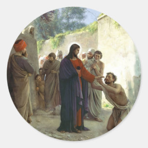 Sticker Rond Christ guérir l'homme aveugle