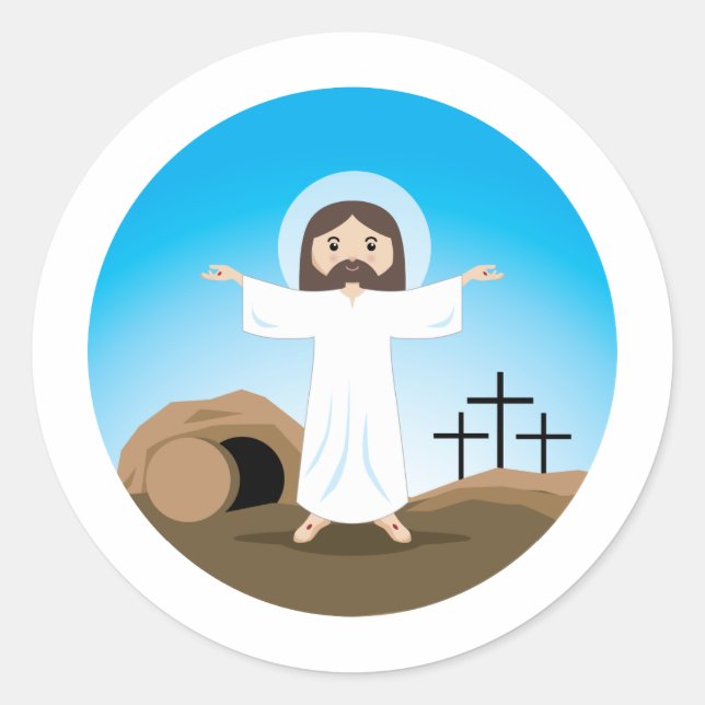 Sticker Rond Christ ressuscité (Devant)