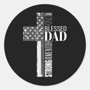 Sticker Rond Christian Béni Papa Américain Drapeau Drapeau Reli