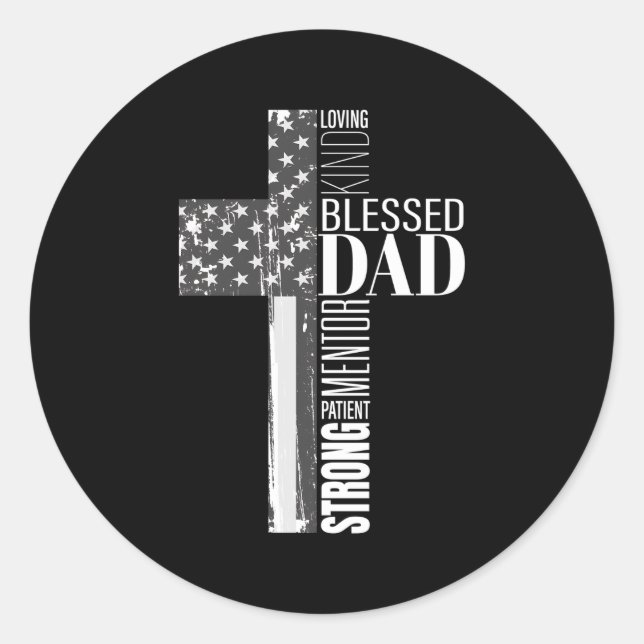 Sticker Rond Christian Béni Papa Américain Drapeau Drapeau Reli (Devant)