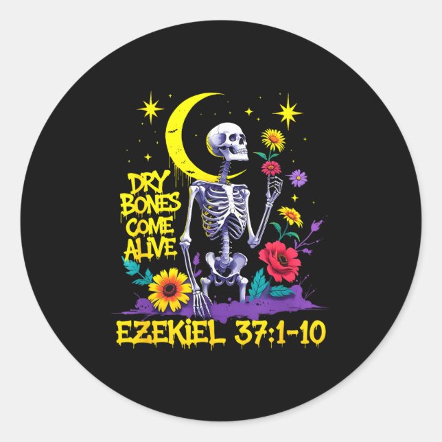 Sticker Rond Christian Bible Verse Dry Bones Come Alive Ezekiel (Devant)