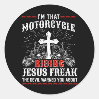 Sticker Rond Christian Biker Je suis cette moto chevauchant Jés