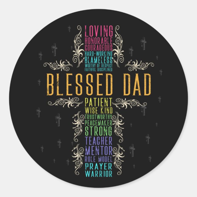 Sticker Rond Christian Blessé Papa Croix Fête des pères Faithcr (Devant)