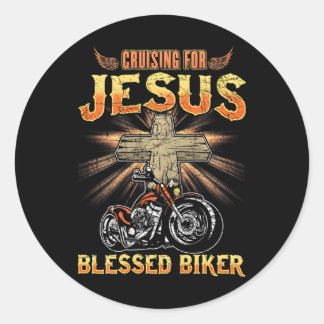 Sticker Rond Christian Blessed Biker Papa Fête des pères