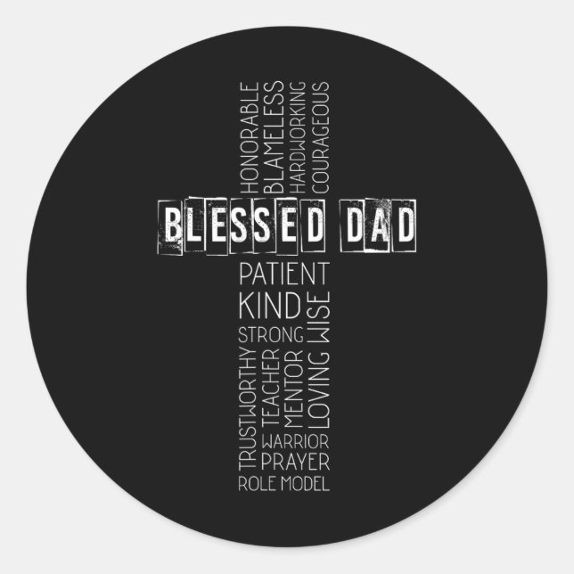 Sticker Rond Christian Blessed Papa Fête des pères croisée (Devant)