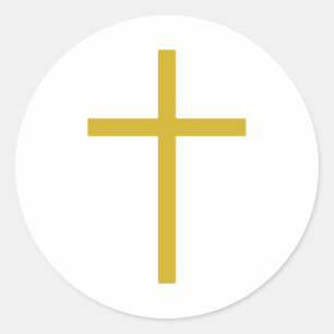 Sticker Rond Christian Cross Gold