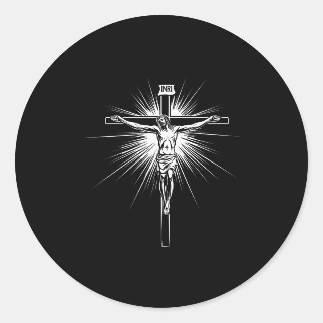 Sticker Rond Christian Cross Jesus Christ Men Women Christians  (Devant)
