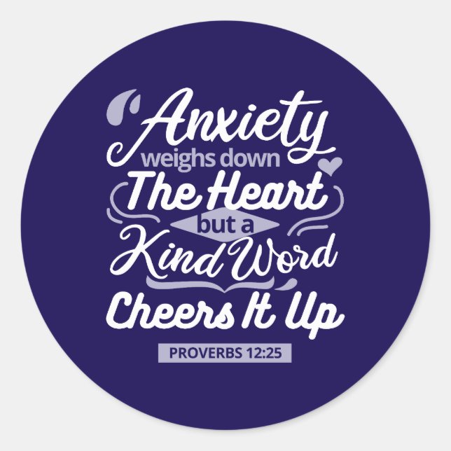 Sticker Rond Christian Encouragement Quote – Anxiety & Kindness (Devant)