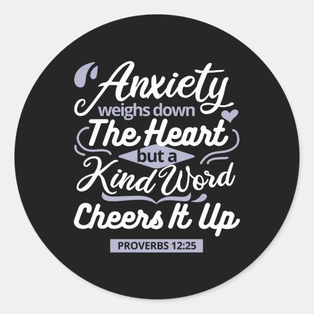 Sticker Rond Christian Encouragement Quote – Anxiety & Kindness (Devant)