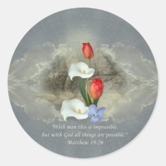 Sticker Rond Christian Faith Art ~ Matthieu 19:26