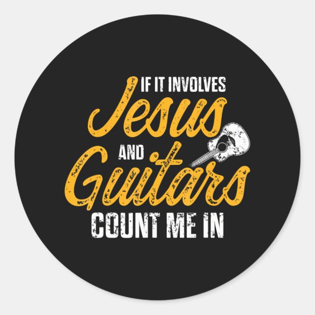Sticker Rond Christian Guitarist Jesus Church Worship Guitar (Devant)