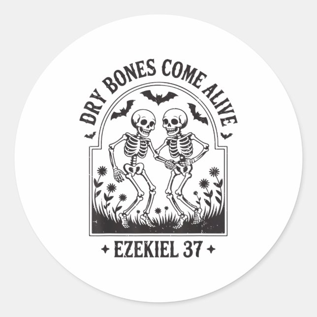 Sticker Rond Christian Halloween Dry Bones Come Alive Funny Jes (Devant)