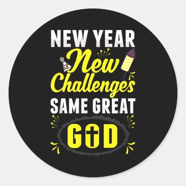 Sticker Rond Christian Happy New Year New Challenges Same Great (Devant)