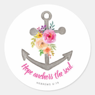 Sticker Rond Christian Hope Ancres L'âme Verse Floral