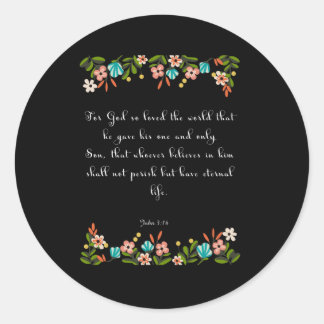 Sticker Rond Christian Inspirational Art - Jean 3:16