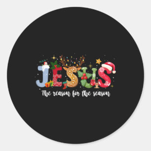 Sticker Rond Christian Jesus La Raison Noël Fête Saison Chr