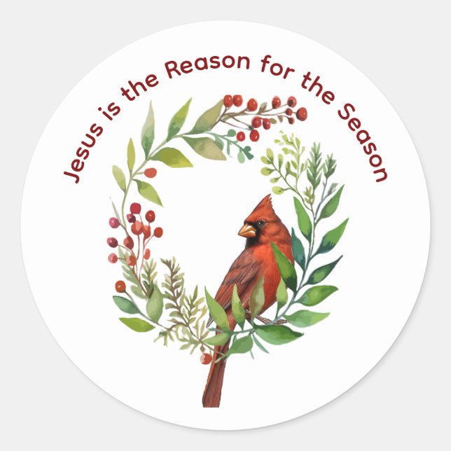 Sticker Rond Christian Jesus Quote Cardinal Red Bird (Devant)