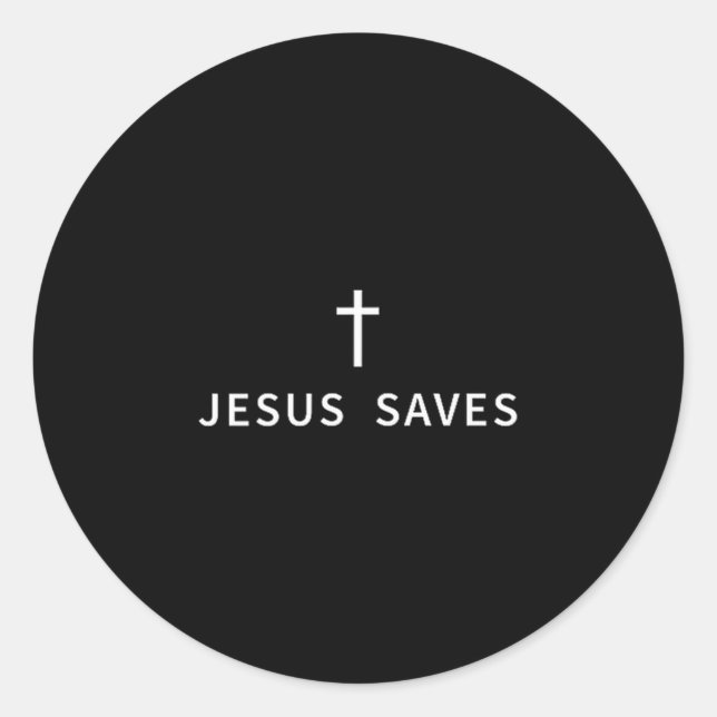 Sticker Rond Christian Minimal Cross Jesus Saves Religious Mode (Devant)
