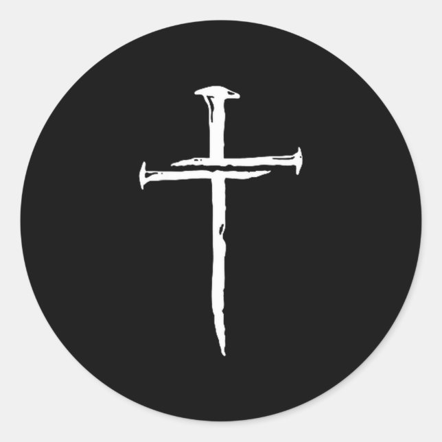 Sticker Rond Christian Minimalist Three Nails Cross Religious J (Devant)