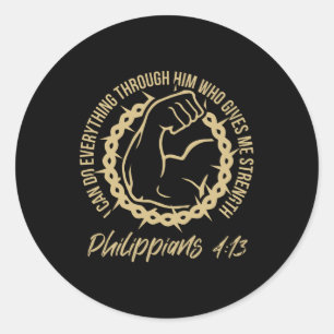 Sticker Rond Christian Philippiens 4:13 - Force par Dieu