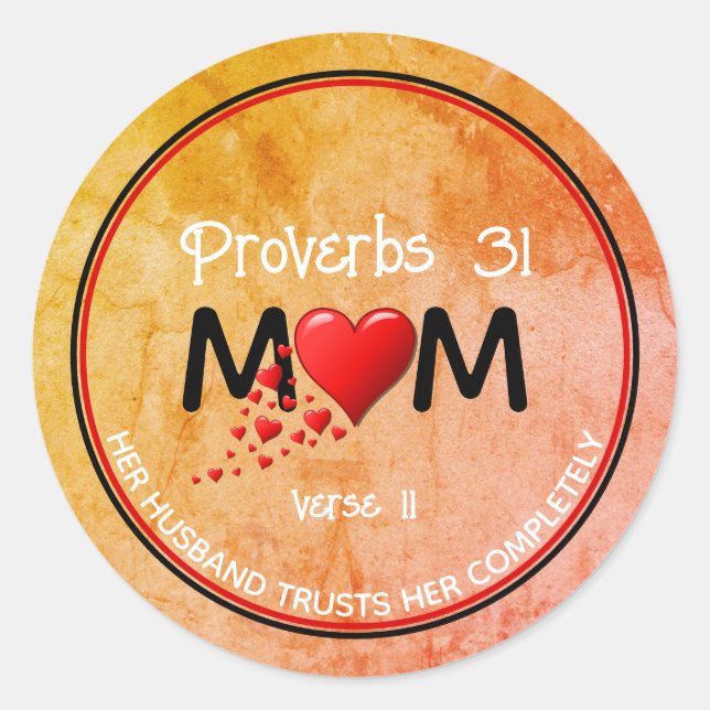 Sticker Rond Christian PROVERBS 31 MOM Grunge Fête des mères (Devant)