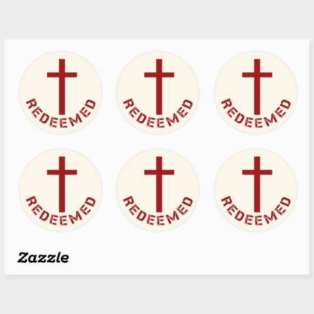 Sticker Rond Christian Rendu Croix Rouge et Conception de texte (Feuille)