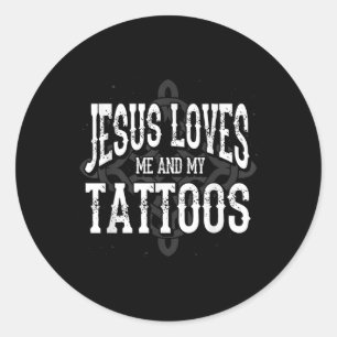 Sticker Rond Christian Tattoo Artiste Tatted Jésus M'Aime Et