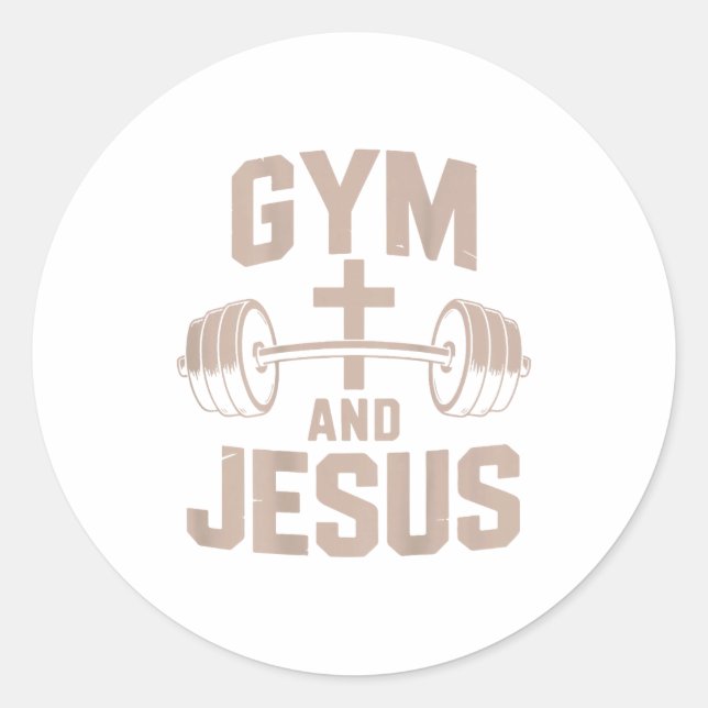 Sticker Rond Christian Workout Gym &amp; Jesus Weight Lifting M (Devant)