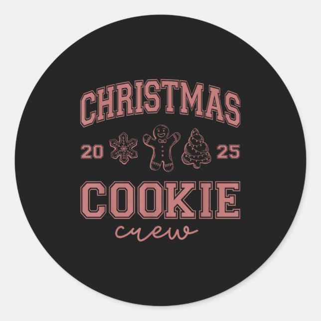 Sticker Rond Christmas 2025 Cookie Crew Gingerbread Funny Chris (Devant)